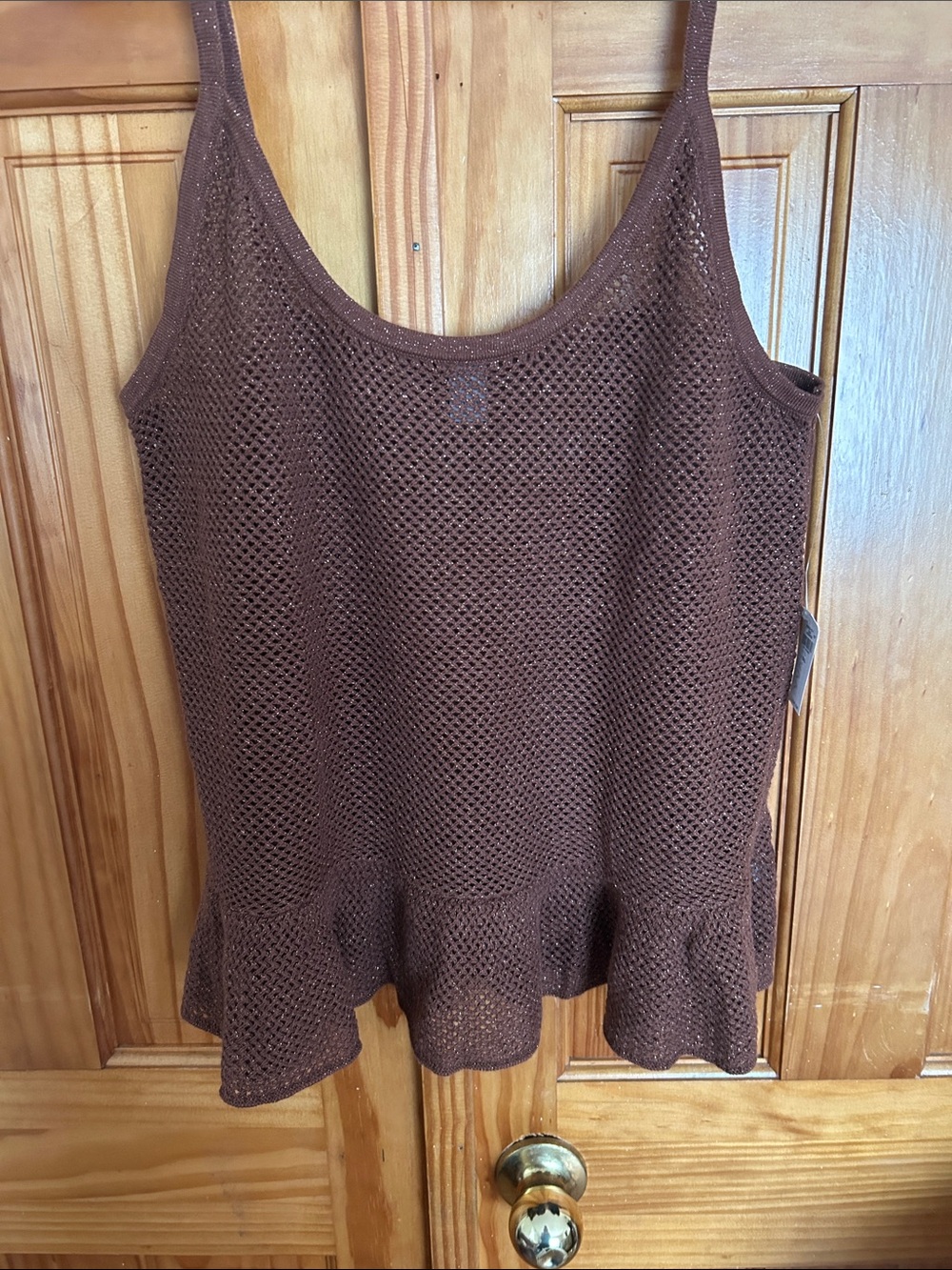 Old Navy Brown Open-Knit Ruffle-Hem Camisole